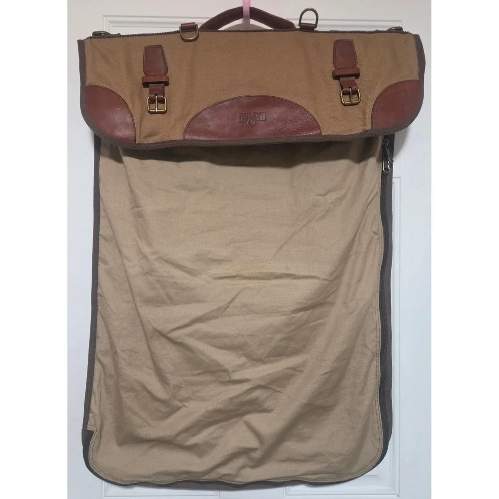 Duluth Trading Canvas Leather One Night Stand Garment Bag Suit Carrier Travel